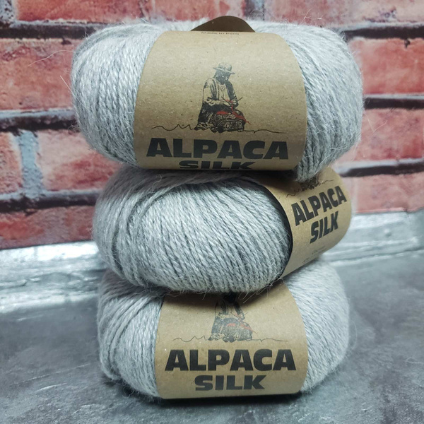 Пряжа Alpaca Silk (Альпака Силк), 0434 светло-серый меланж, 50гр/150м ...