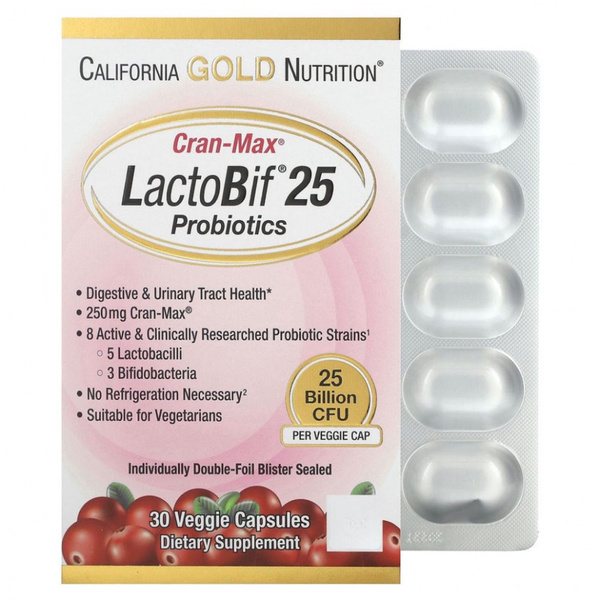 California Gold Nutrition, Lactobif, Cran-Max, пробиотики, Лактобиф, с ...