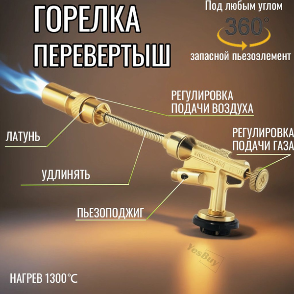 Газовая горелка с пьезоподжигом Латунь Перевертыш / Туристическая ...