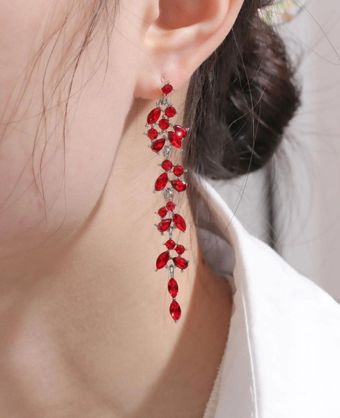 Серьги винтажные, висячие, этнические, богемные красные - купить с ...