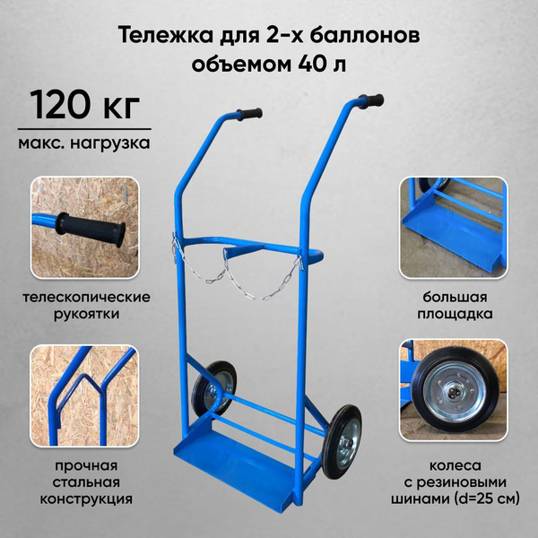 Тележка для двух баллонов 40 л (кислород, ацетилен) - купить с ...
