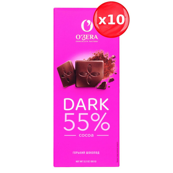 Шоколад Озера (OZera) горький Dark 55% какао, 90 г х 10 плиток купить ...
