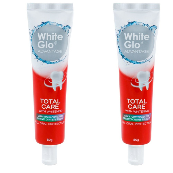 White Glo Зубная паста Тотальная защита, отбеливающая, 80 мл, 2 шт ...