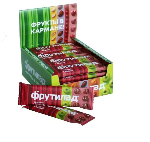 Натуральные фруктовые батончики Фрутилад "Яблочный с вишней" 24 шт./720 ...