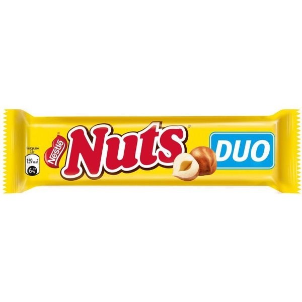 Батончик Nuts Duo шоколадный с фундуком 66 г купить на OZON по низкой ...