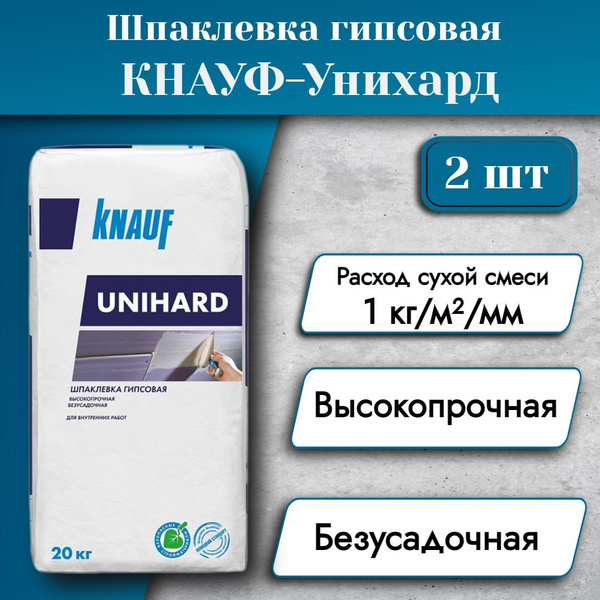 Характеристики КНАУФ Унихард шпаклевка гипсовая (20кг) 2 шт подробное ...
