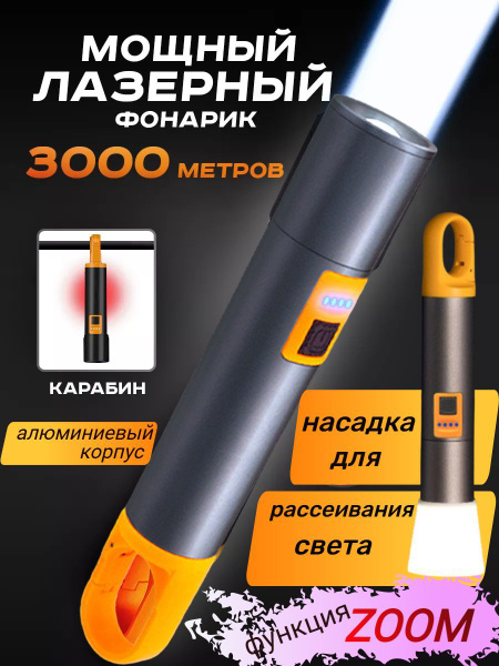 Фонарь большой аккумуляторный с лазерным светодиодом PM10-TG купить на ...