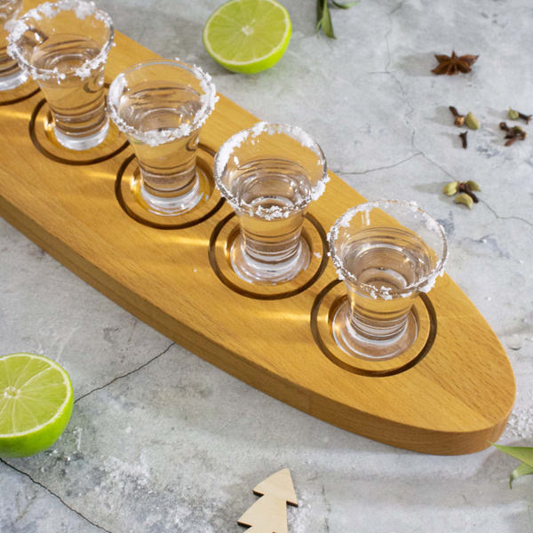 Подставка для рюмок, доска сервировочная, шотница деревянная из бука ...