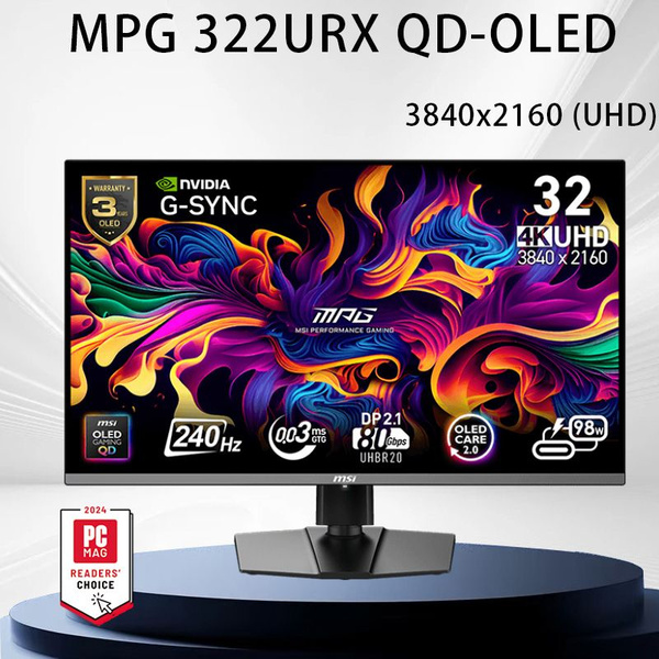 MSI 31.5" Монитор MPG 322URX QD-OLED 4K,240HZ,DP 2.1a/HDMI 2.1, черный ...