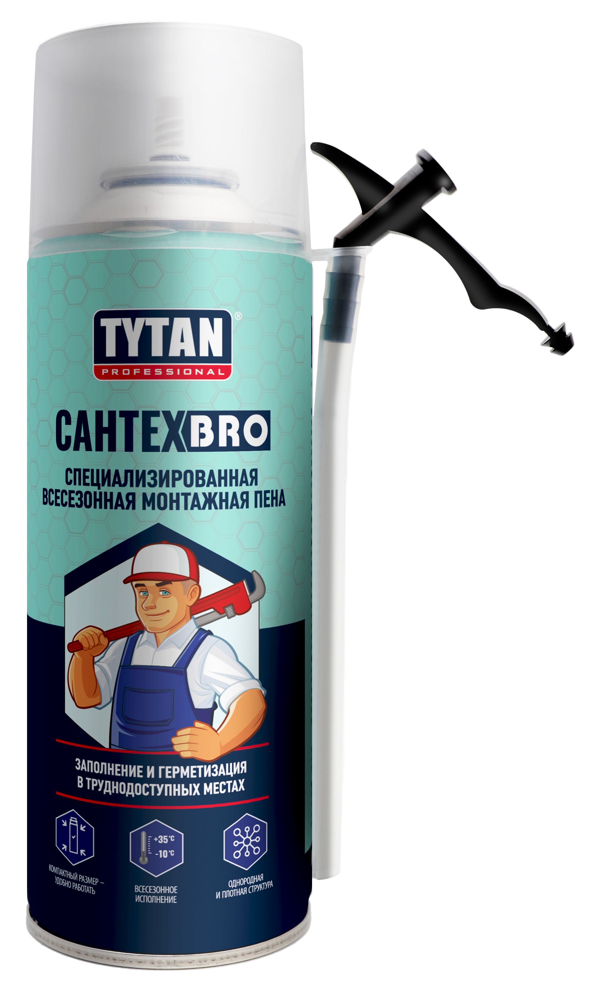 Пена бытовая с трубкой аппликатором САНТЕХBRO TYTAN Professional, Всесезонн...