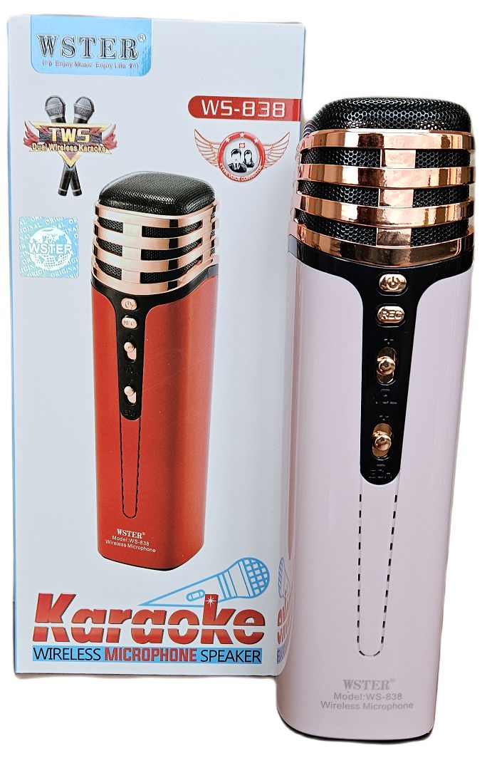 Караоке-микрофонWS-838(5W//TF/AUX/BT/1500Mah),pink