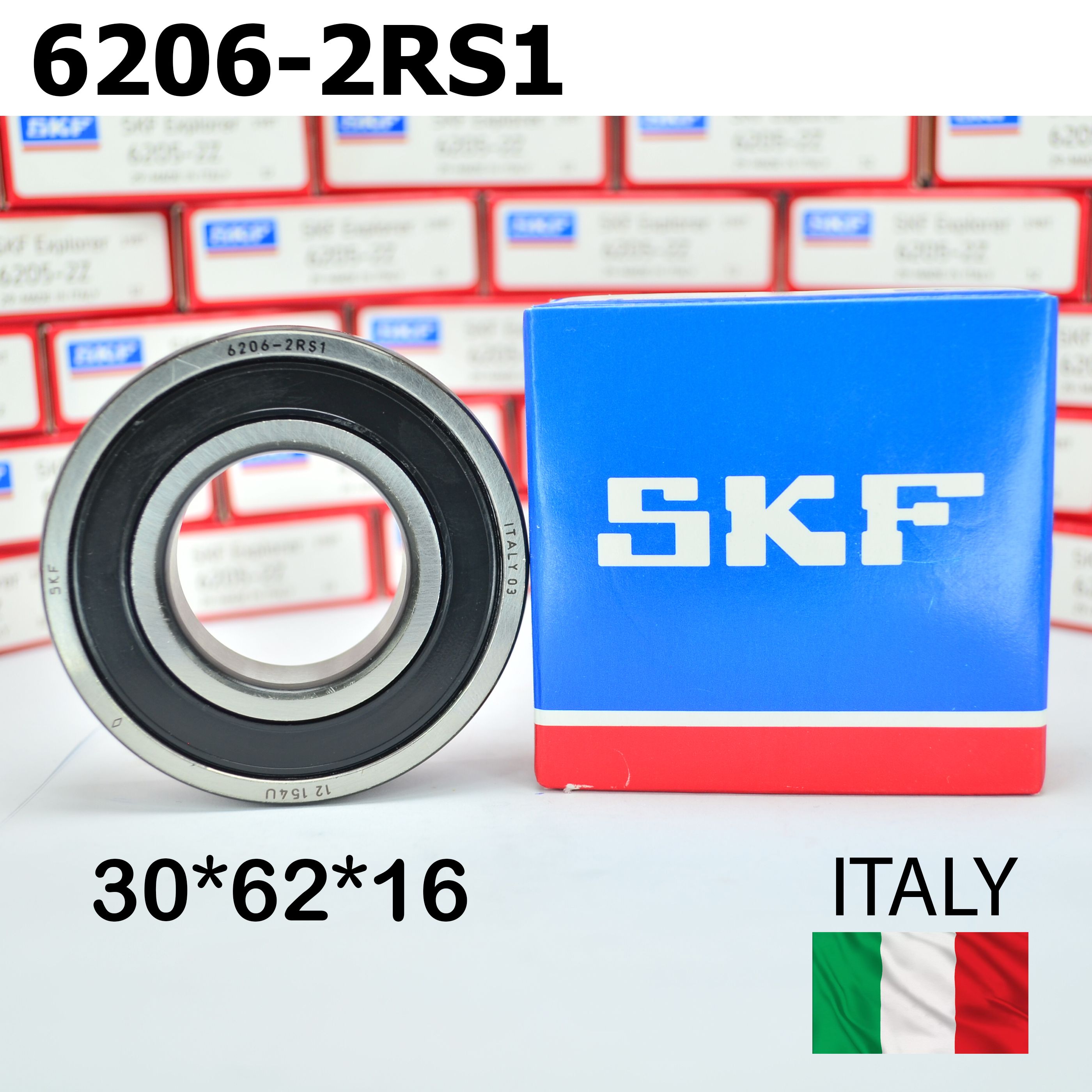 Подшипник SKF 6206-2RS (6206 2RSH1 / 180206) размер 30*62*16 Италия, универсальный