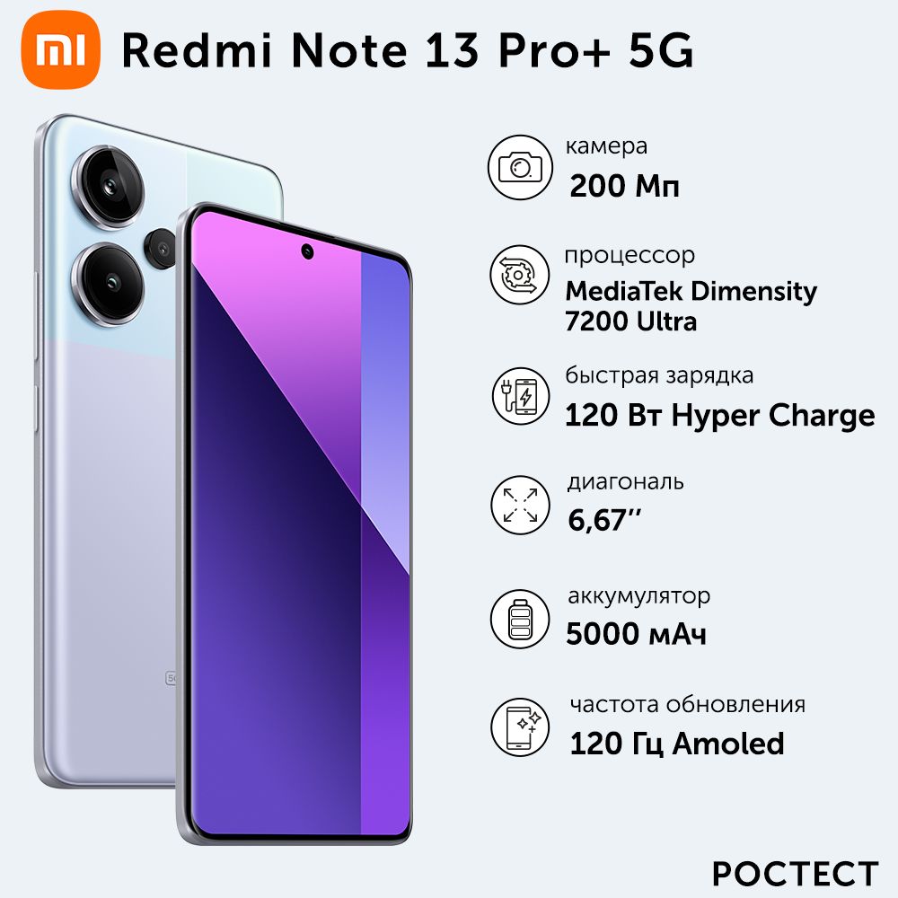 XiaomiСмартфонRedmiNote13Pro+5G12/512ГБ,фиолетовый