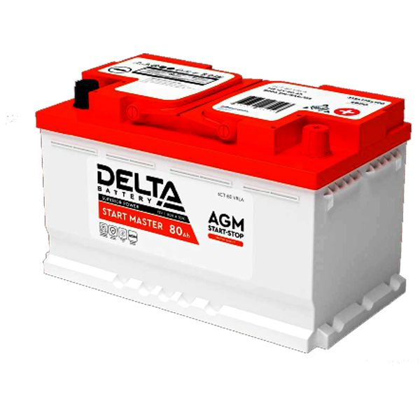 DeltaBatteryАккумуляторавтомобильный,80А•ч,Обратная(-/+)полярность