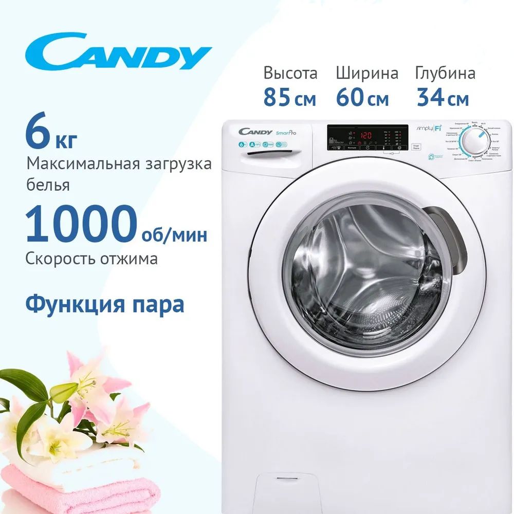 Стиральная машина Candy CSO34 106T1/2-07, белый - купить по выгодной цене в  интернет-магазине OZON (1341304993)