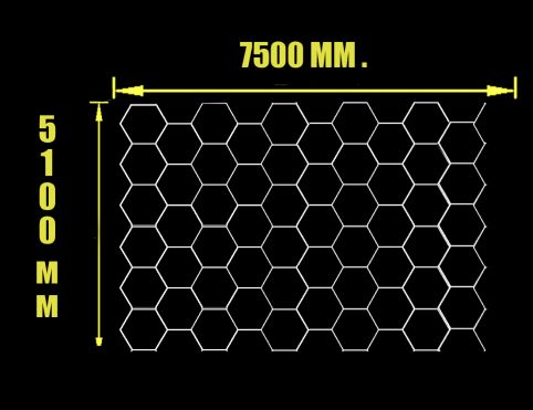 Освещение соты 7500 х 5100 мм. / KAEF.LIGHT / в детейлинг, автомойку, светильник в гараж