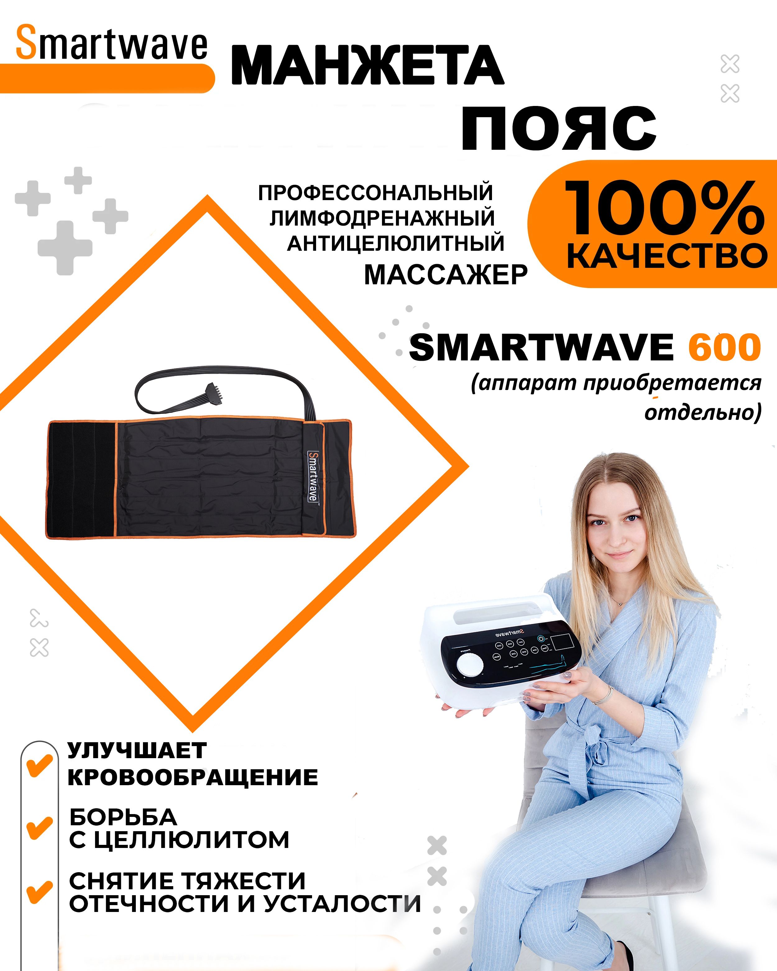 Манжета-пояс6-тикамерныйдляаппаратапрессотерапииилимфодренажаSmartWave600