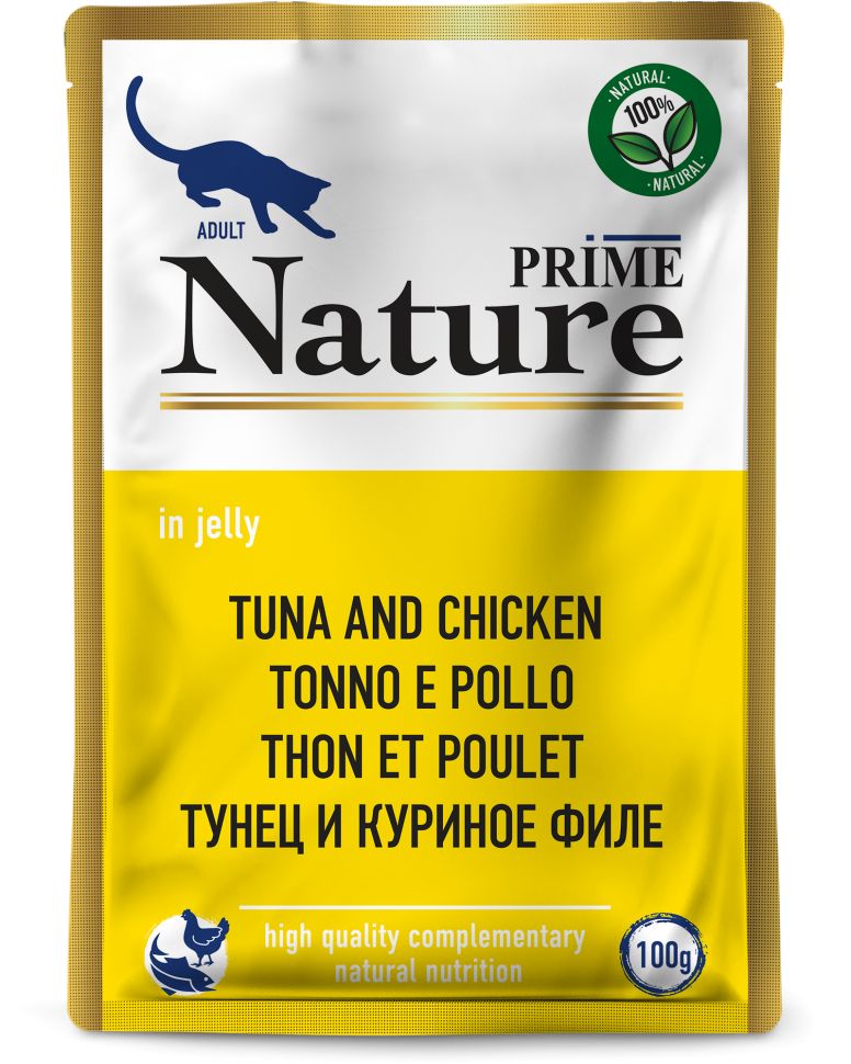 Prime(Прайм)NatureПаучдлявзрослыхкошекстунцомикуринымфилевжеле100г5шт