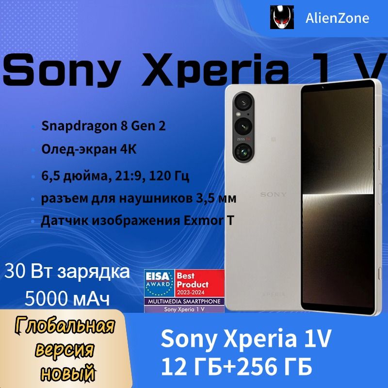 SonyСмартфонXperia1VXQ-DQ72GlobalVersionDualSIMGlobal12/256ГБ,серебристый