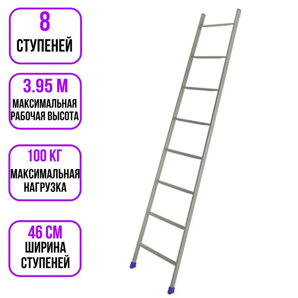 Лестница приставная AkvaHit для дома и дачи стальная, количество секций: 1  - купить по выгодным ценам в интернет-магазине OZON (670490614)