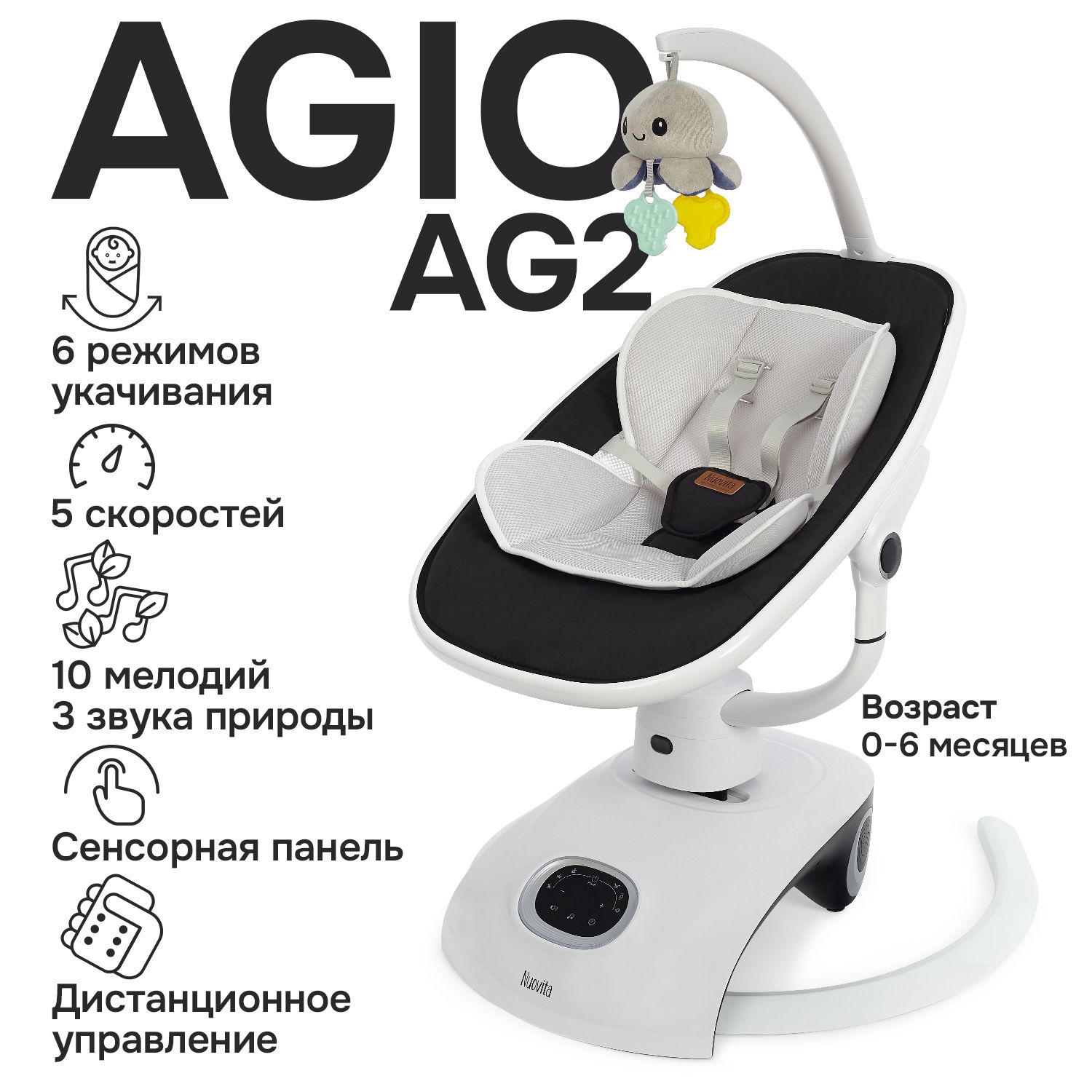 Качели для новорожденных Nuovita AGIO AG2 - купить по доступным ценам в  интернет-магазине OZON (1583757123)