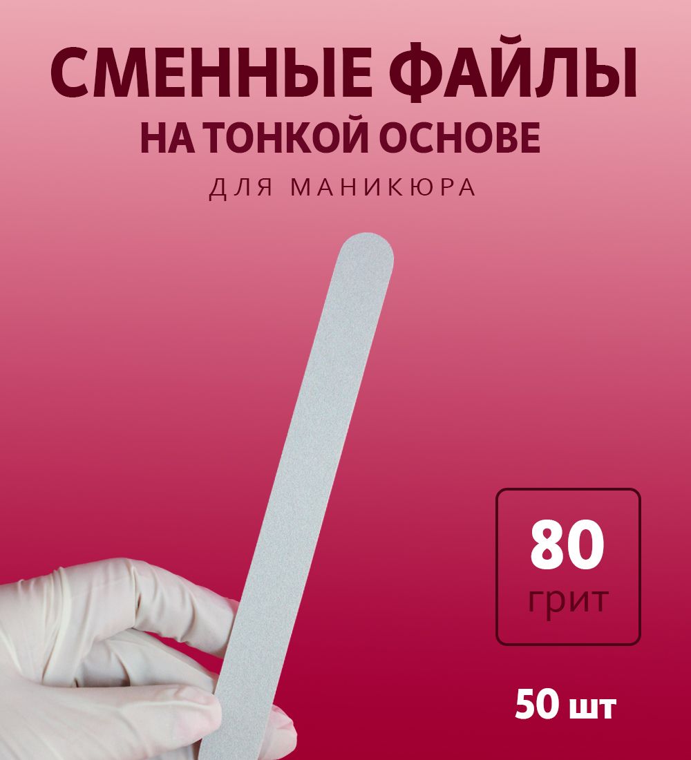 ART Nail proff - Сменные одноразовые файлы для пилки-основы LONG (18 см) - 80 грит/ 50 шт