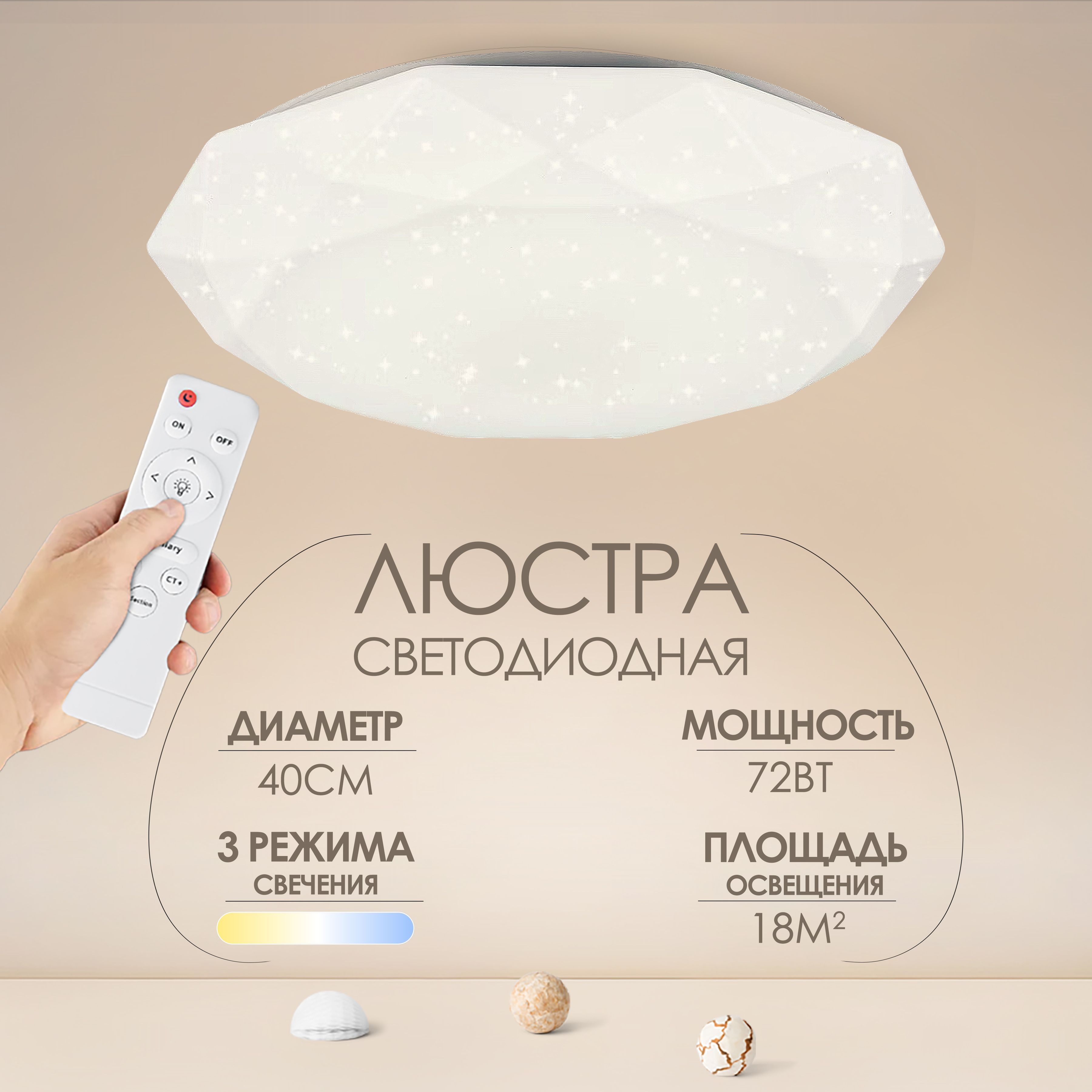 AINE LIGHT Люстра потолочная, LED, 72 Вт