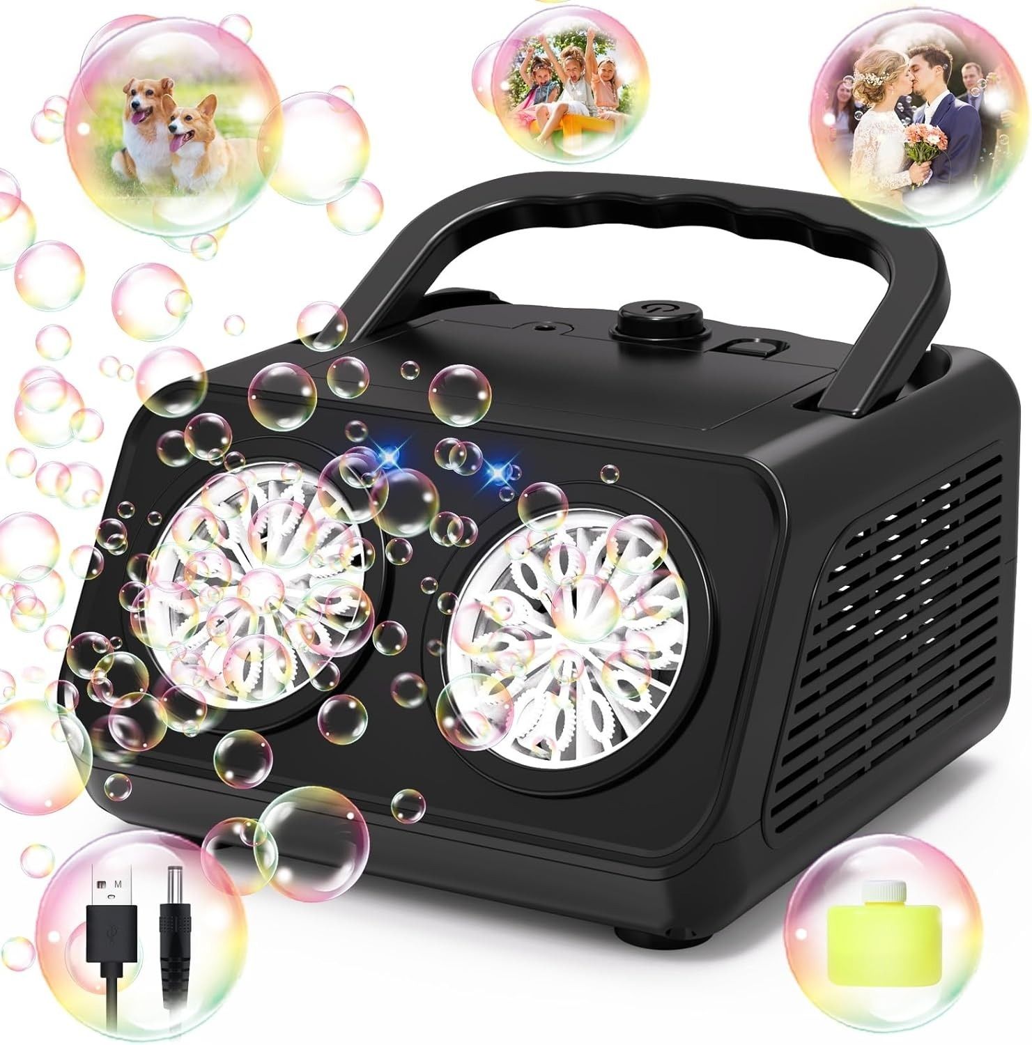 Генератор мыльных пузырей, Портативная автоматическая машина для мыльных пузырей, подходящая для вечеринок, свадеб, использования в помещении и на открытом воздухе