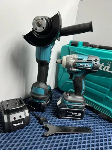 Набор электроинструмента Makita 2 в 1: Гайковерт аккумуляторный 18v , УШМ/Болгарка 18v аккумуляторная 2 АКБ