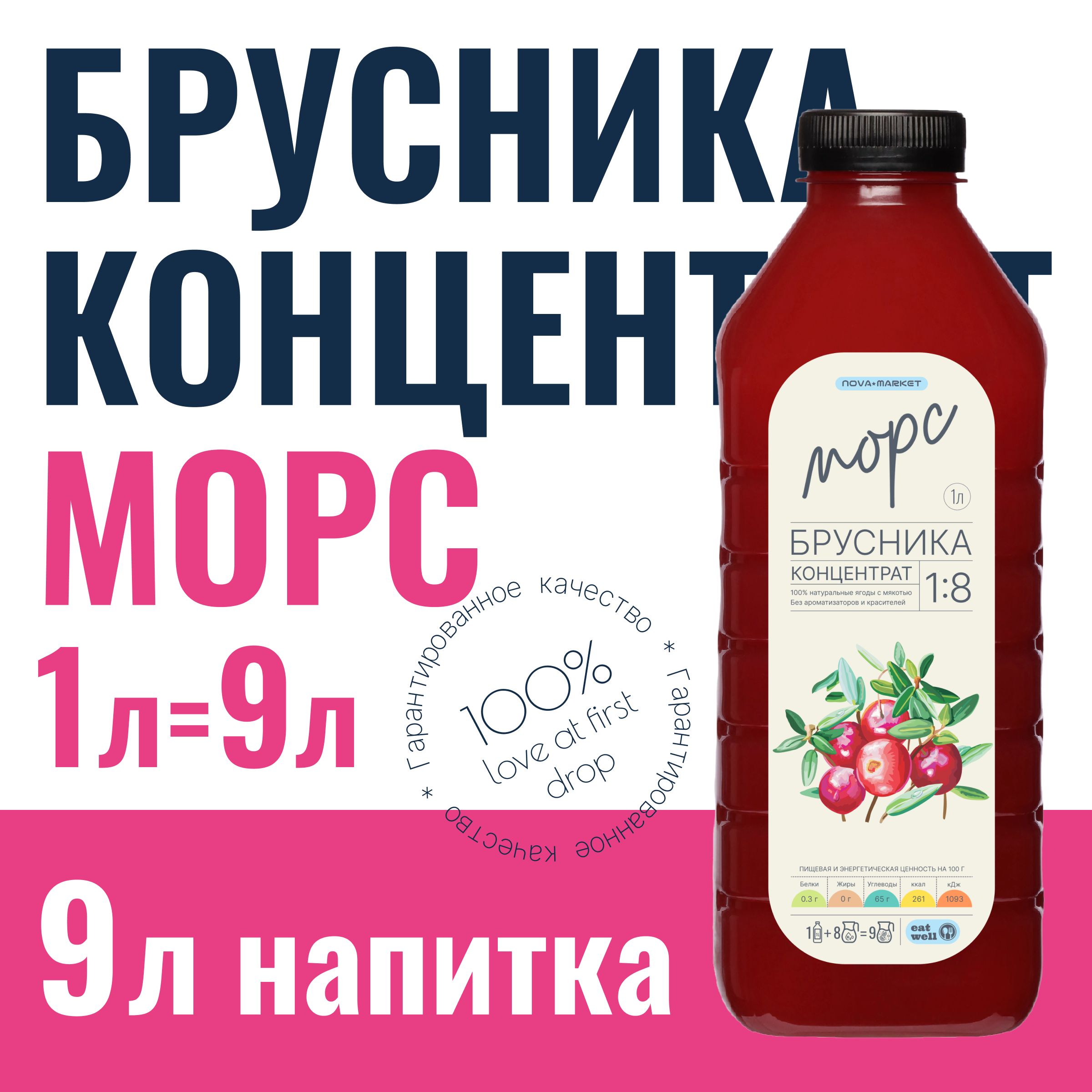 Морс Брусника, концентрат, сироп 1л