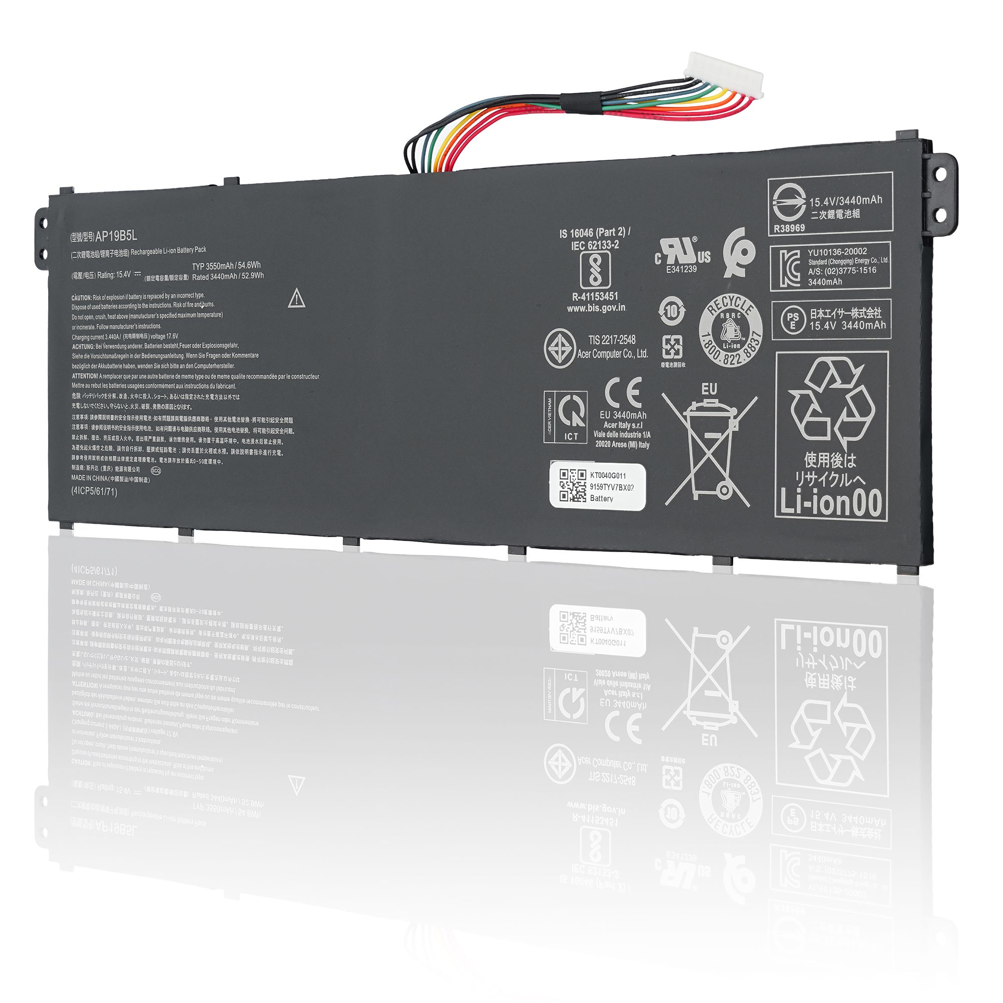 Аккумулятор AP19B5L для Acer Aspire 5 A515-55, A515-44 (54.6Wh, 15.4V)