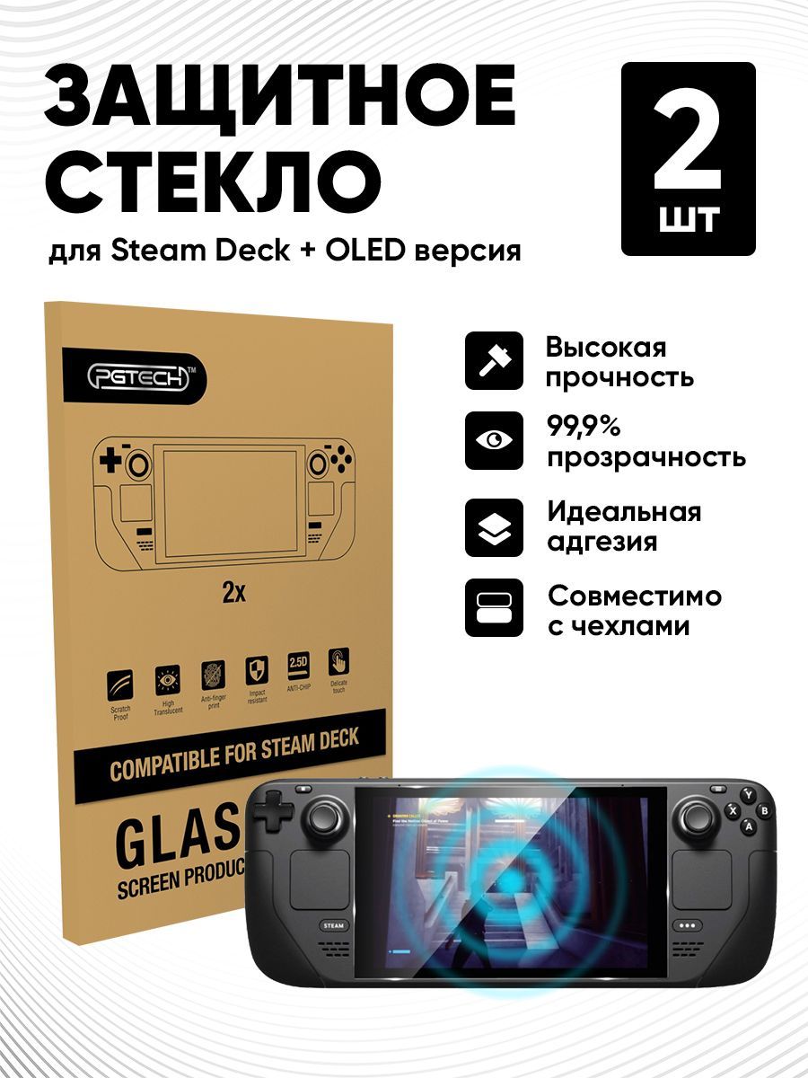 Комплект 2шт. Защитное стекло для приставки Steam Deck и Steam deck OLED (Стим Дек)