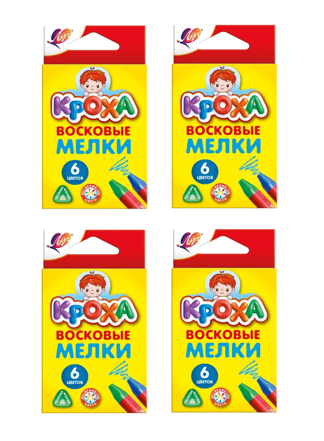 Мелки восковые на масляной основе Луч Кроха, 6 цветов x 4 шт