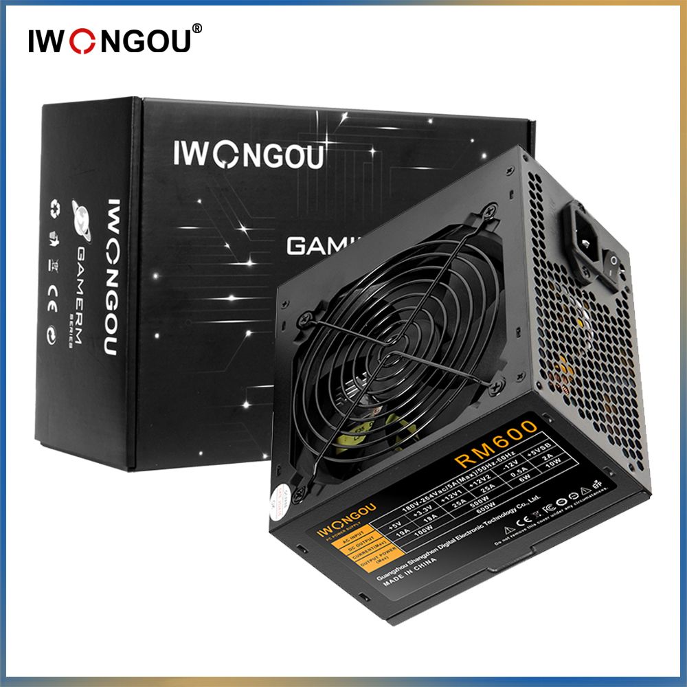 блокпитаниядляпк600WIWONGOUATX2.31,12CMкулер,20+4p,2*CPU(4+4),2*PCI-E(6+2),4*SATA,3*IDE,кабельпитания