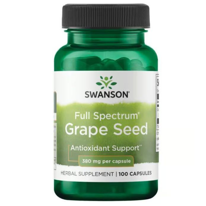 Swanson, Full Spectrum Grape Seed 380 мг, Экстракт виноградных косточек, 100 капсул, Антиоксидант для сердца и сосудов, уменьшение отеков, для нормализации давления