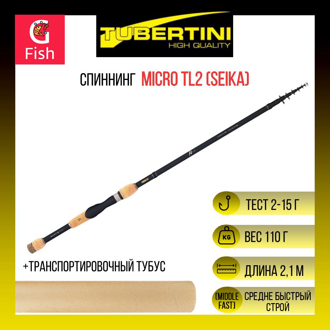 Спиннинг телескопический компактный Tubertini (Seika) Micro TL2 2,10 м, 2-15 gr, карбон, пробка+EVA