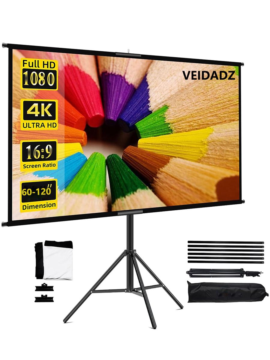 100"белыйэкрандляпроектора,безскладок,складнойштатив