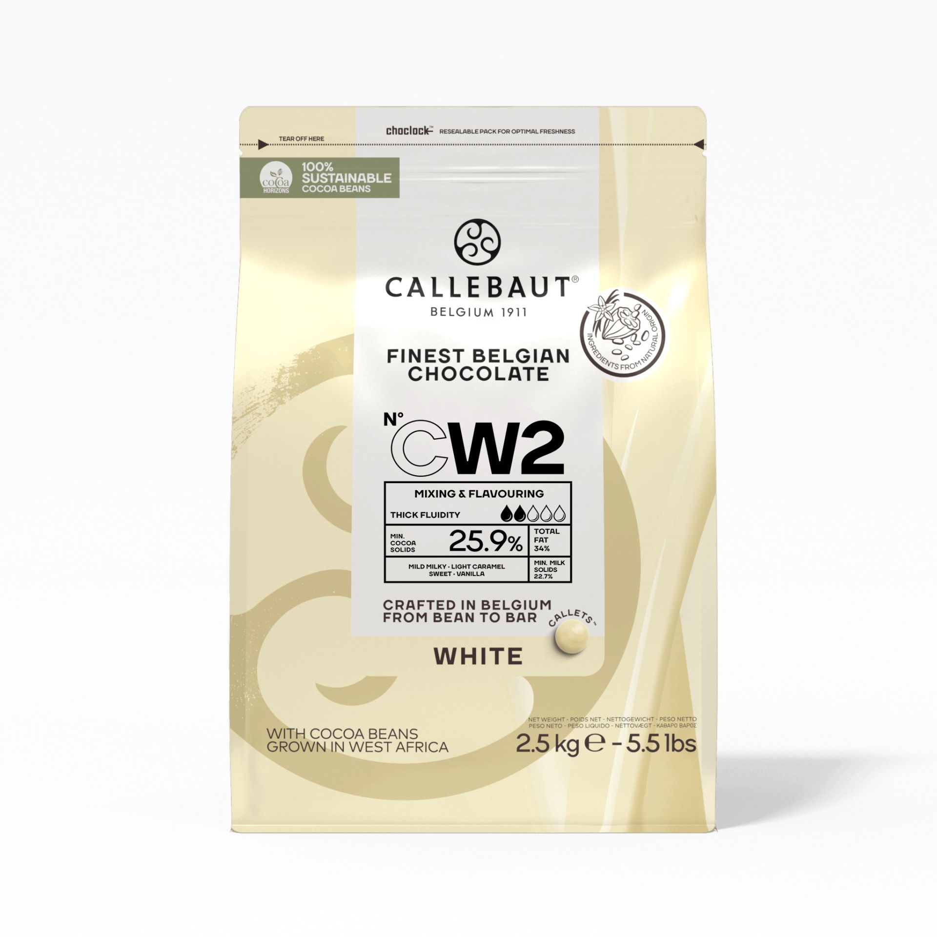 Шоколад белый Callebaut CW2 бельгийский 25,9% в каллетах, 2,5 кг