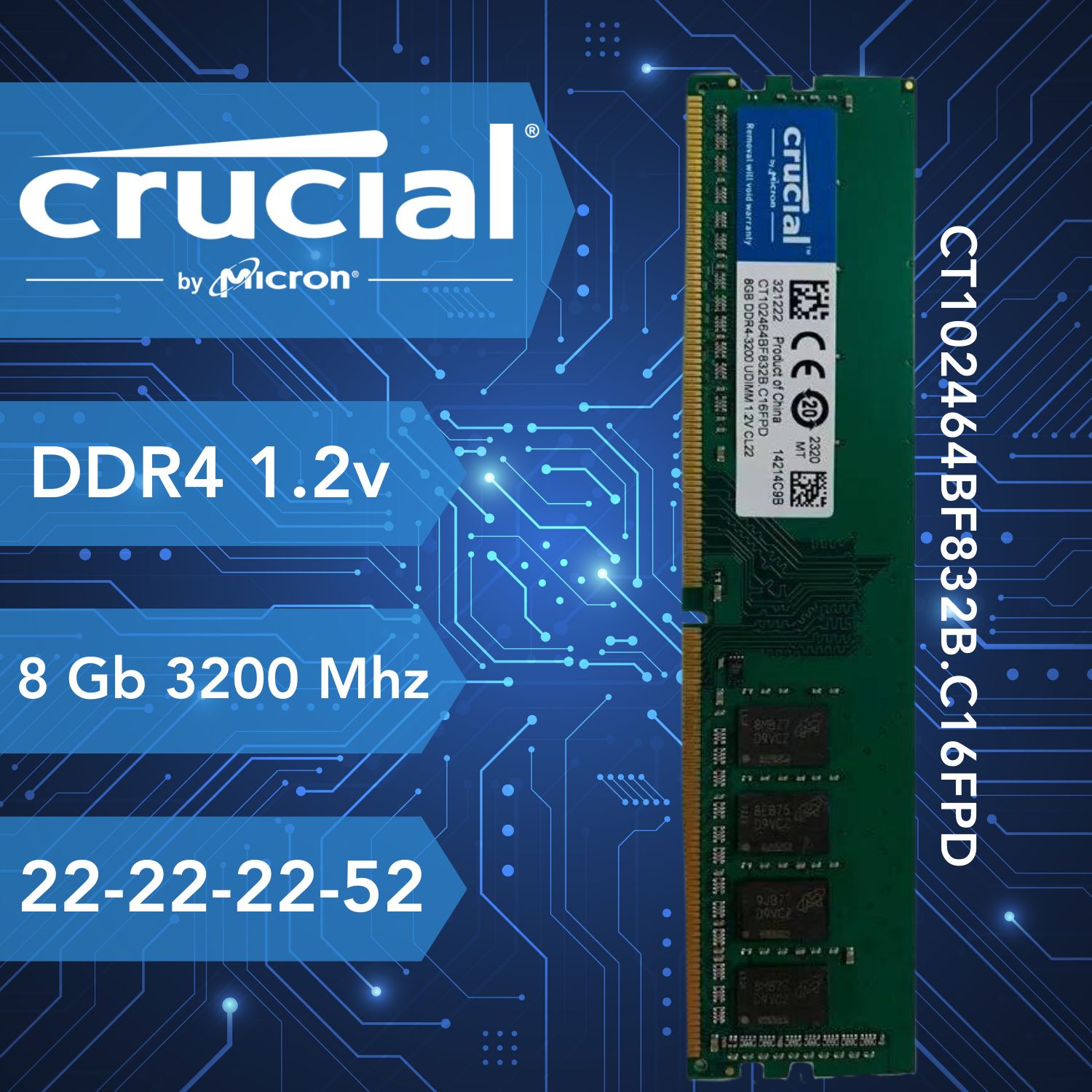 Crucial Оперативная память DDR4 3200 МГц для ПК 1x8 ГБ (0)