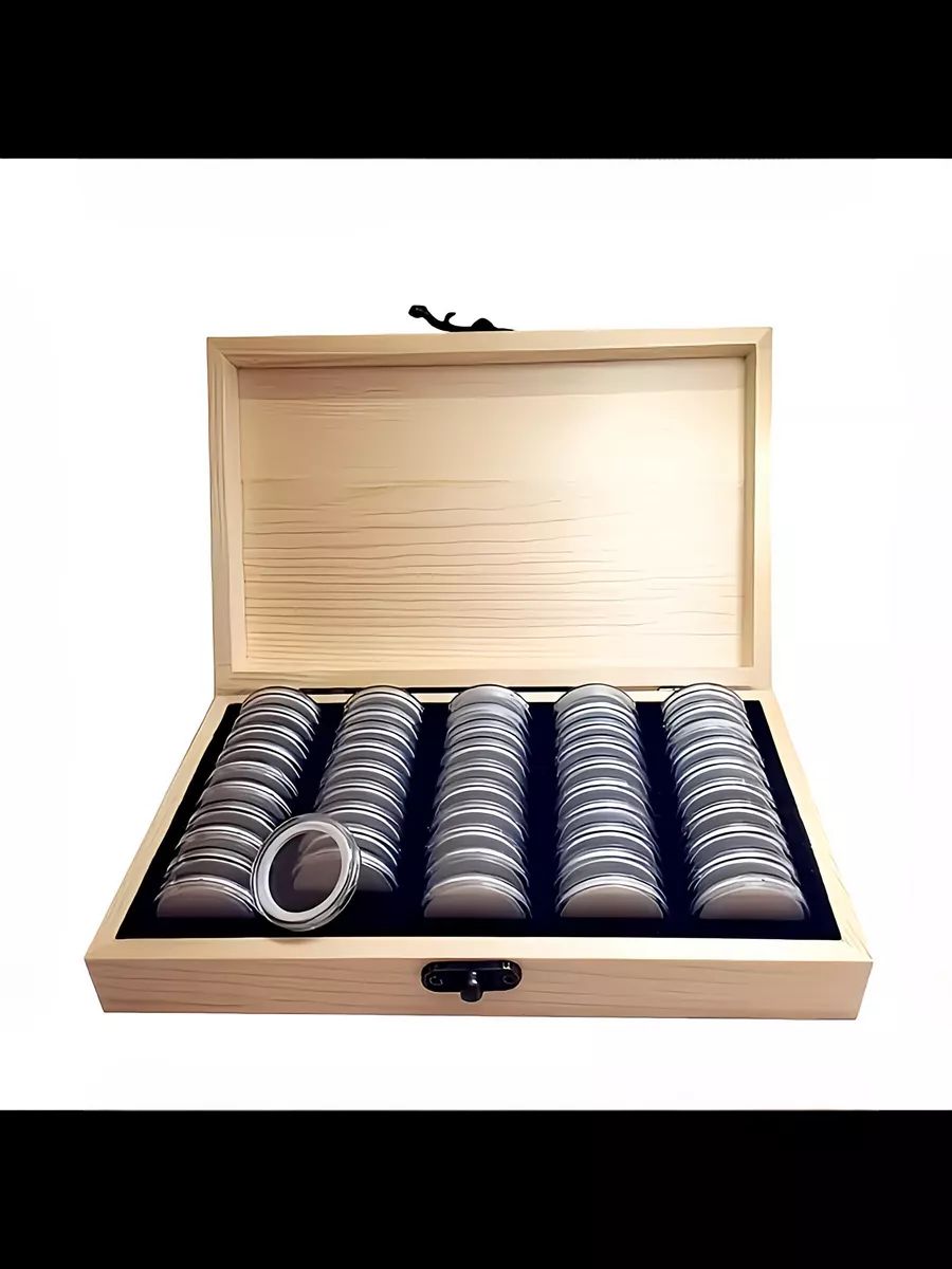 Деревянный ящик для хранения монет