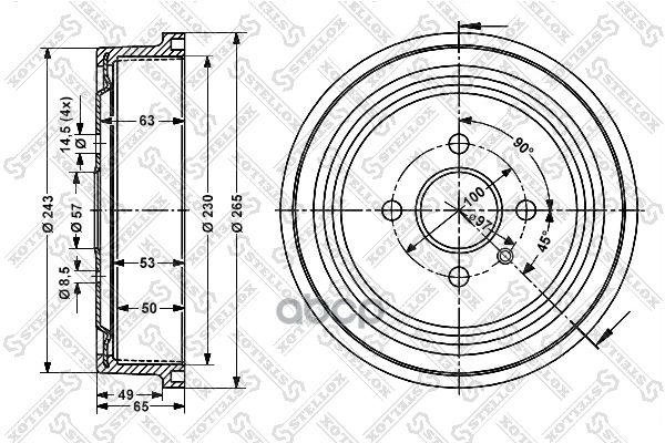 Барабан Тормозной Opel Astra 1.4-1.7D 98> T2500001> Stellox арт. 60253614SX