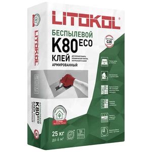 Клей для плитки/ керамогранита/ камня Litokol Литокол LitoFlex К80 ECO беспылевой серый класс С2 Е 25 кг