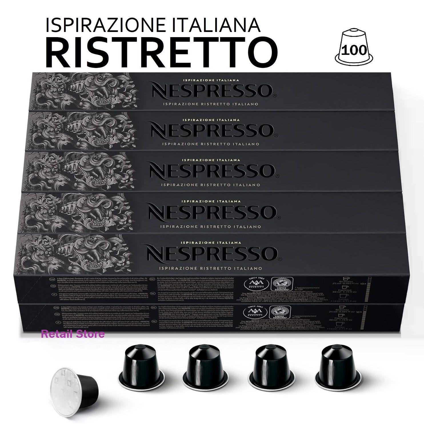 Набор кофе Nespresso RISTRETTO, 10 упаковок (100 капсул)