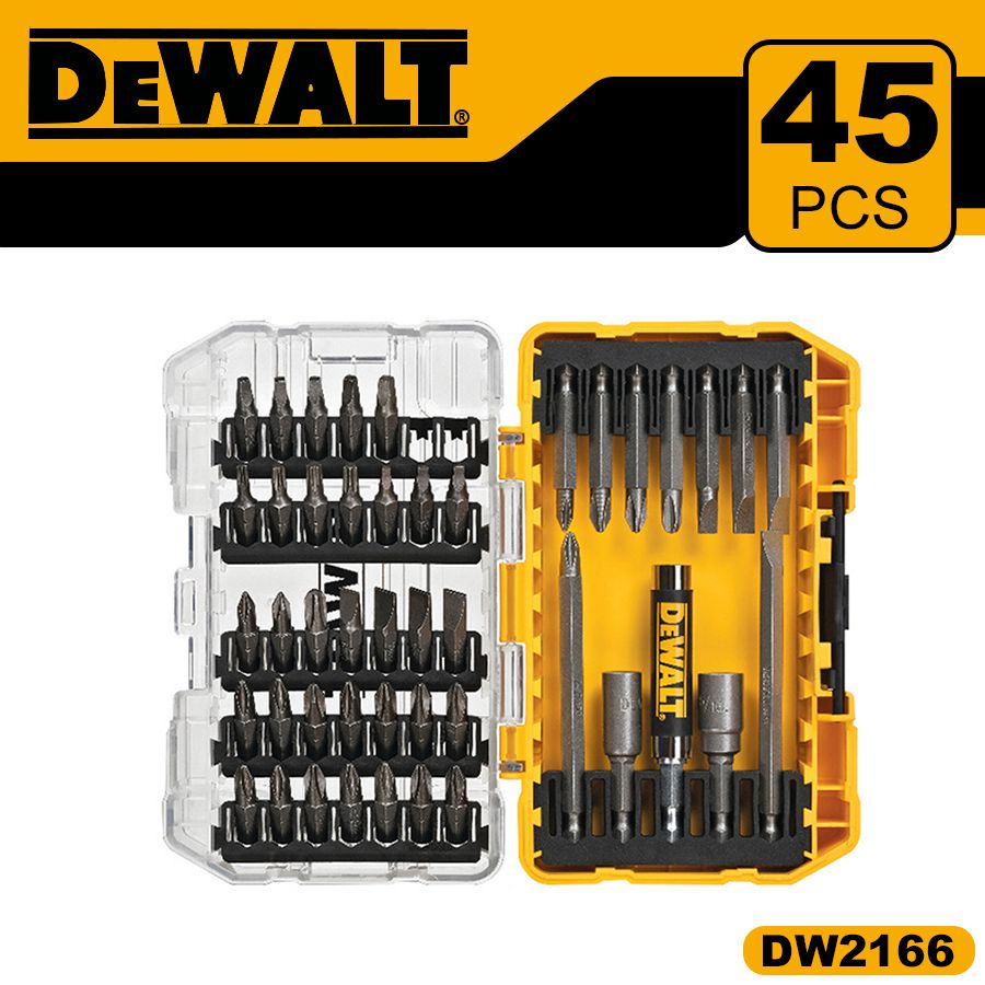 DEWALT DW2166 Набор отверточных бит, Аксессуары для электроинструмента, Набор магнитных ударных сверл, 45 предметов