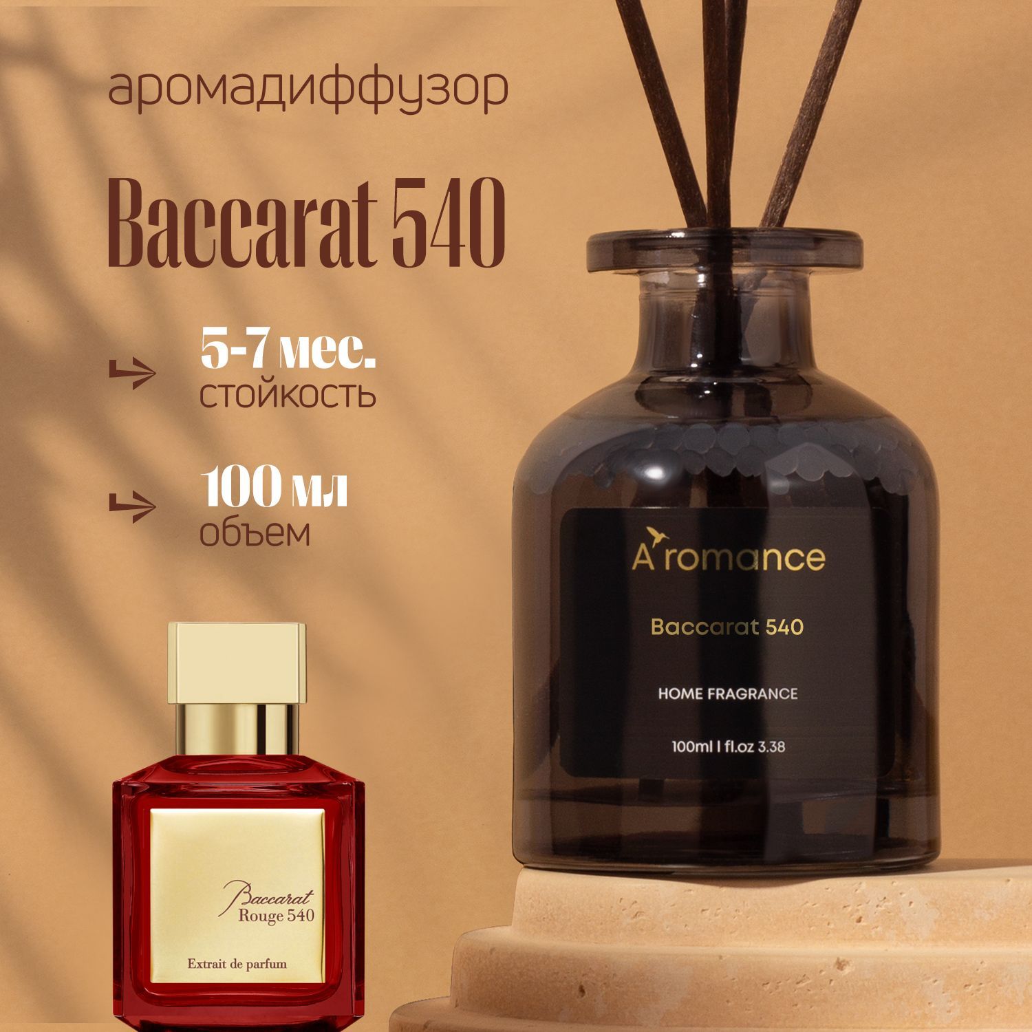 Ароматизатор для дома парфюм аромат диффузор с палочками Baccarat 540 100 мл