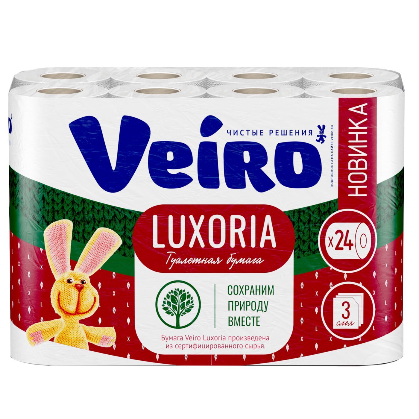 Туалетная бумага Veiro Luxoria, 3-х слойная, 24 рулона, Веиро белая Люксория