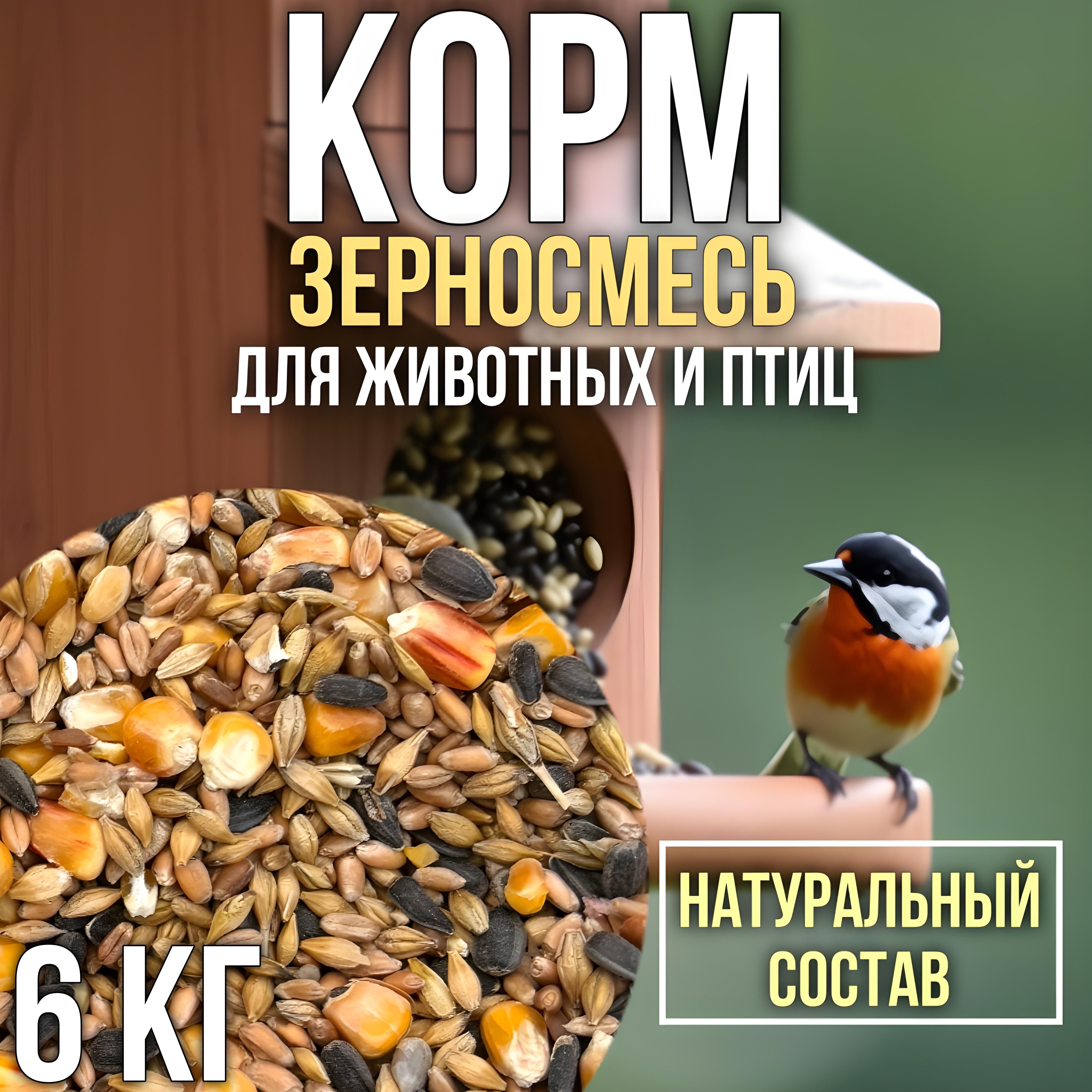 Зерновая смесь. Корм для птиц, для животных. Кормовая добавка 6 кг.