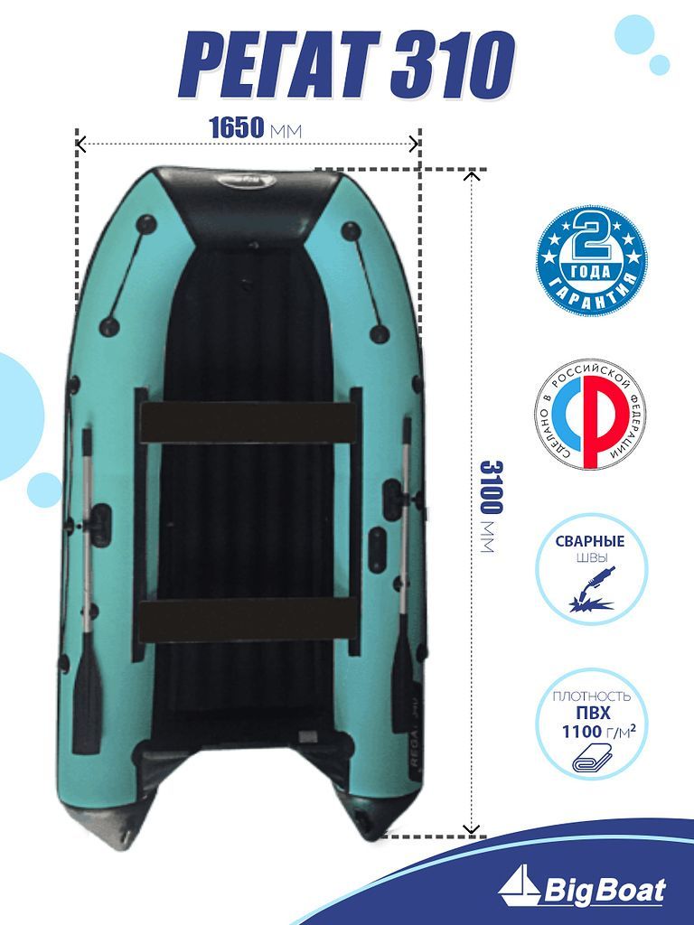 Надувная,подмотор,килеваялодкаизПВХдлярыбалкиRegat(Регат)310НДНД