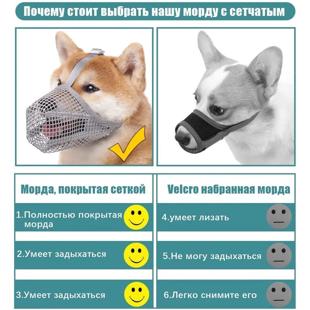 Намордник сетчатый, намордник, маска для собаки, Размер S 22-25CM