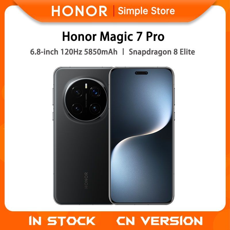 HonorСмартфонНовыймобильныйтелефонMagic7Pro5GSnapdragon8Elite6,8дюйма120Гц50МПзадняятройнаякамера5850мАчCN16/1ТБ,черный